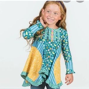 Matilda Jane SZ 6 Make Believe FOOTPATH TUNIC Asymmetrical Stripes Blue/Green